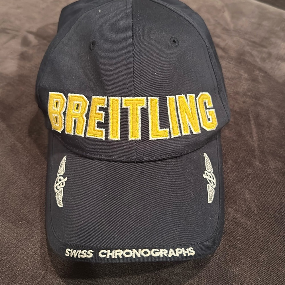 NEW original Breitling Watch co Cap Dark Navy Blue with Big Logo Red Letters